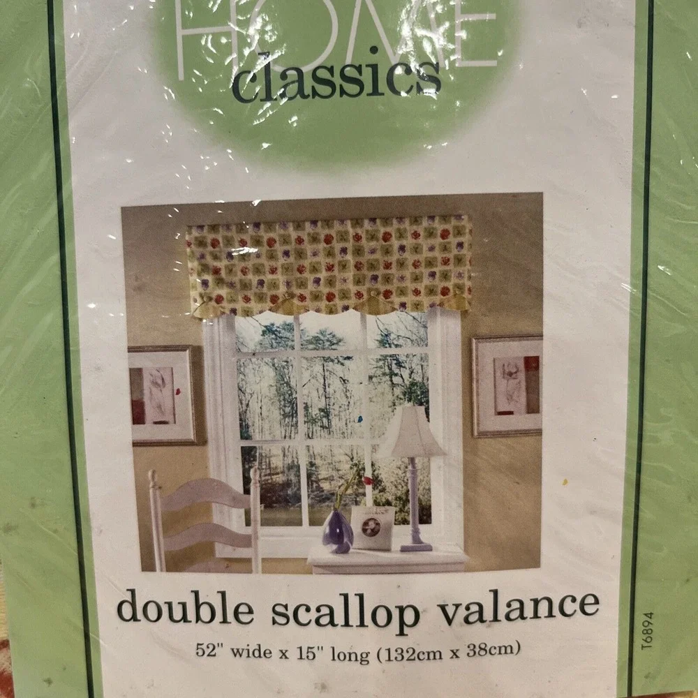 Waverly Lafayette‎ Square Double Scalloped Valance Floral Stripe 52W